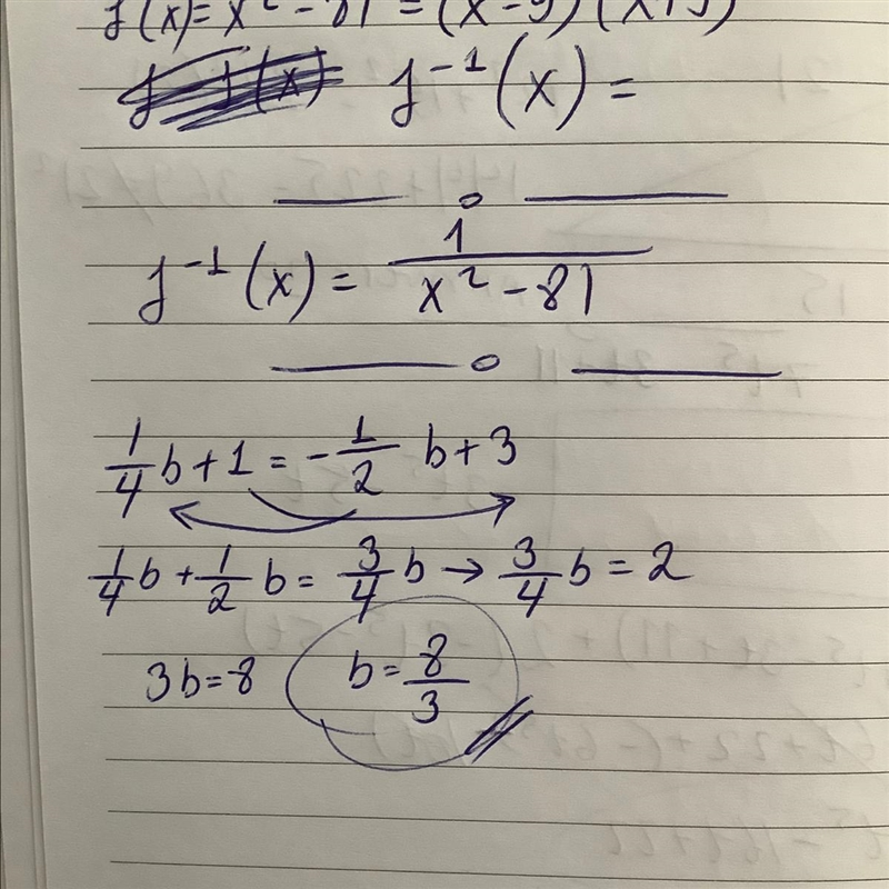 1/4b+1= –1/2b+3 please help-example-1