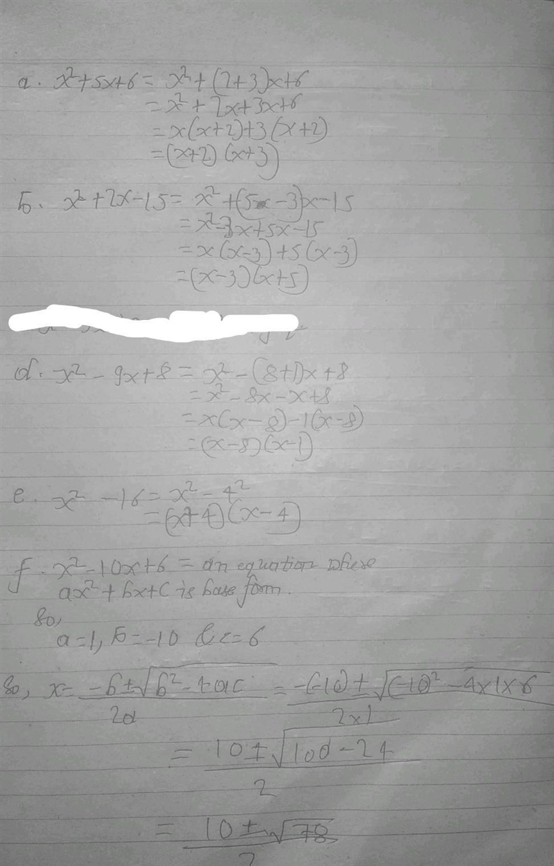 2. Using what you learned in Question 1, try to write each of these quadratic expressions-example-1