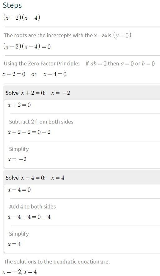 F(x) = (x + 2)(x – 4) 1) What are the zeros of the function? Write the smaller x first-example-1