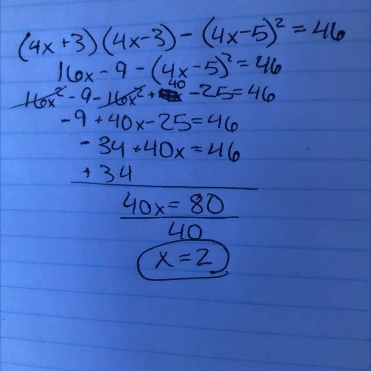 (4x+3)(4x-3)-(4x-5)^2=46-example-1