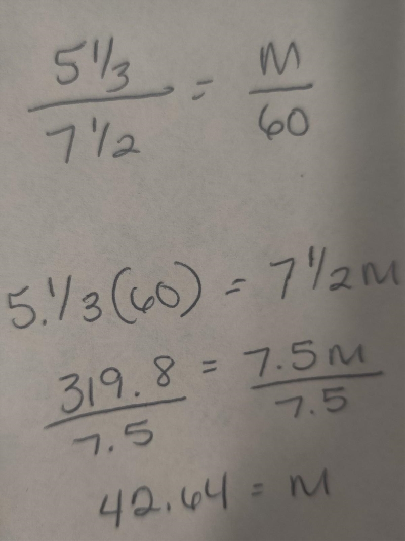 Find the rate in miles per hour. 5 1/3 miles in 7 1/2 minutes-example-1