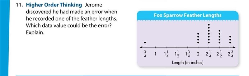 Jerome discovered he had made an error when he measured one of the feathers. Which-example-1