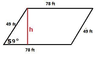 Two sides of a parallelogram are 49 feet and 78 feet. The measure of the angle between-example-1