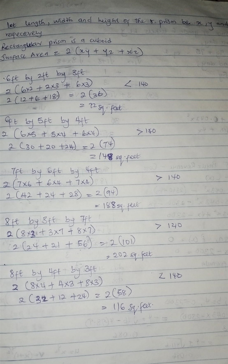 E Which could be the dimensions of a rectangular prism whose surface area is greater-example-1