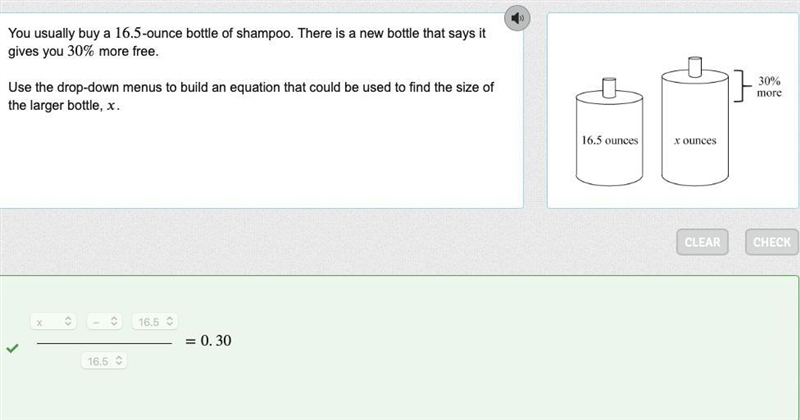 You usually buy a 16.5 16.5 -ounce bottle of shampoo. There is a new bottle that says-example-1