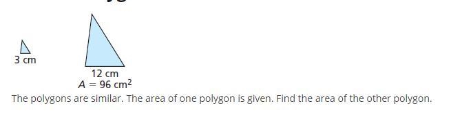 The polygons are similar. The area of one polygon is given. Find the areas of the-example-1