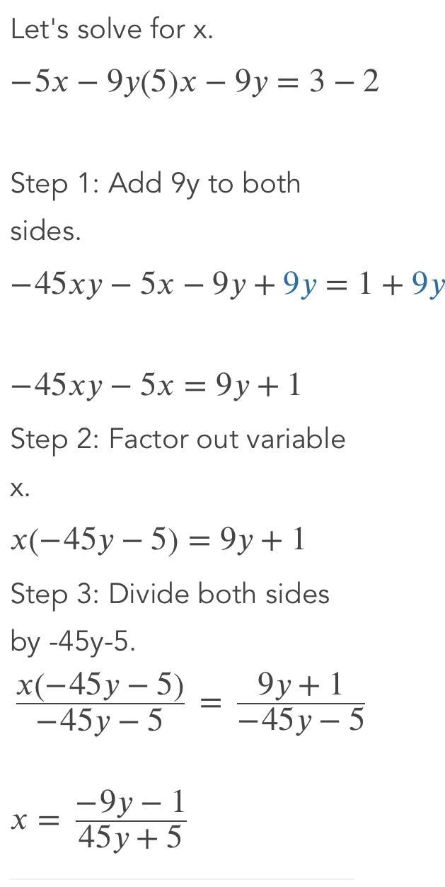 −5x−9y 5x−9y ​ =3 =−2 ​-example-1