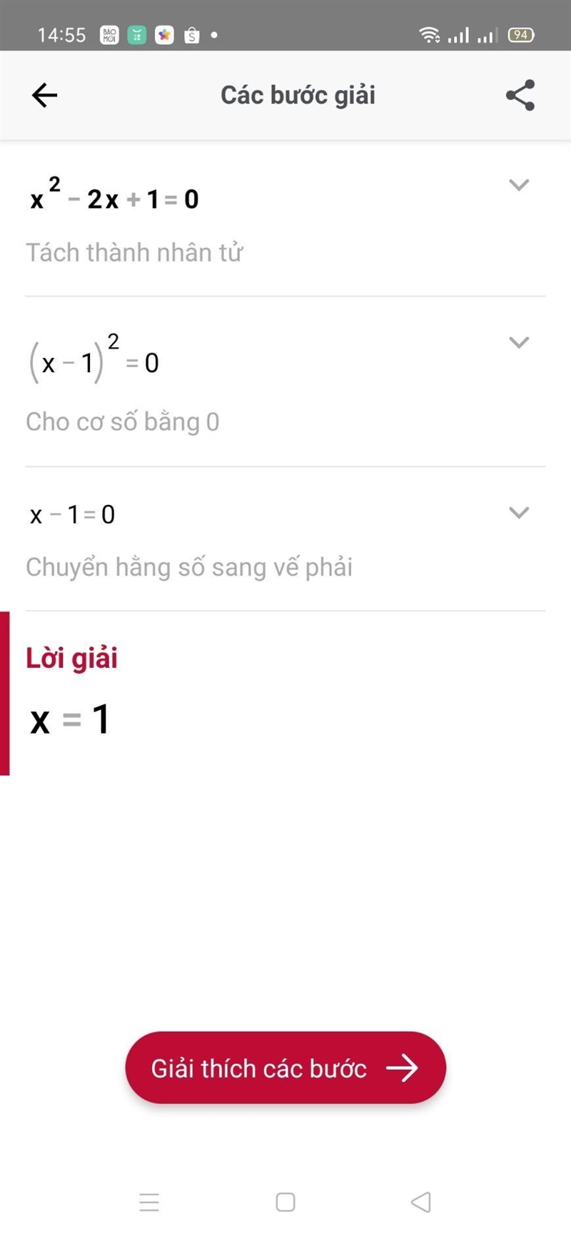 Số nào sau đây là nghiệm của đa thức x^2-2x+1-example-1