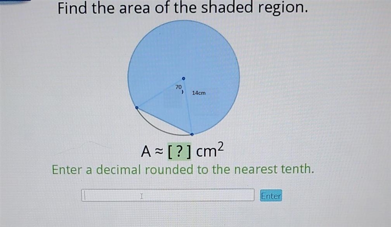 Find the area of the shaded region. Use the pin button on the calculator. Round to-example-1