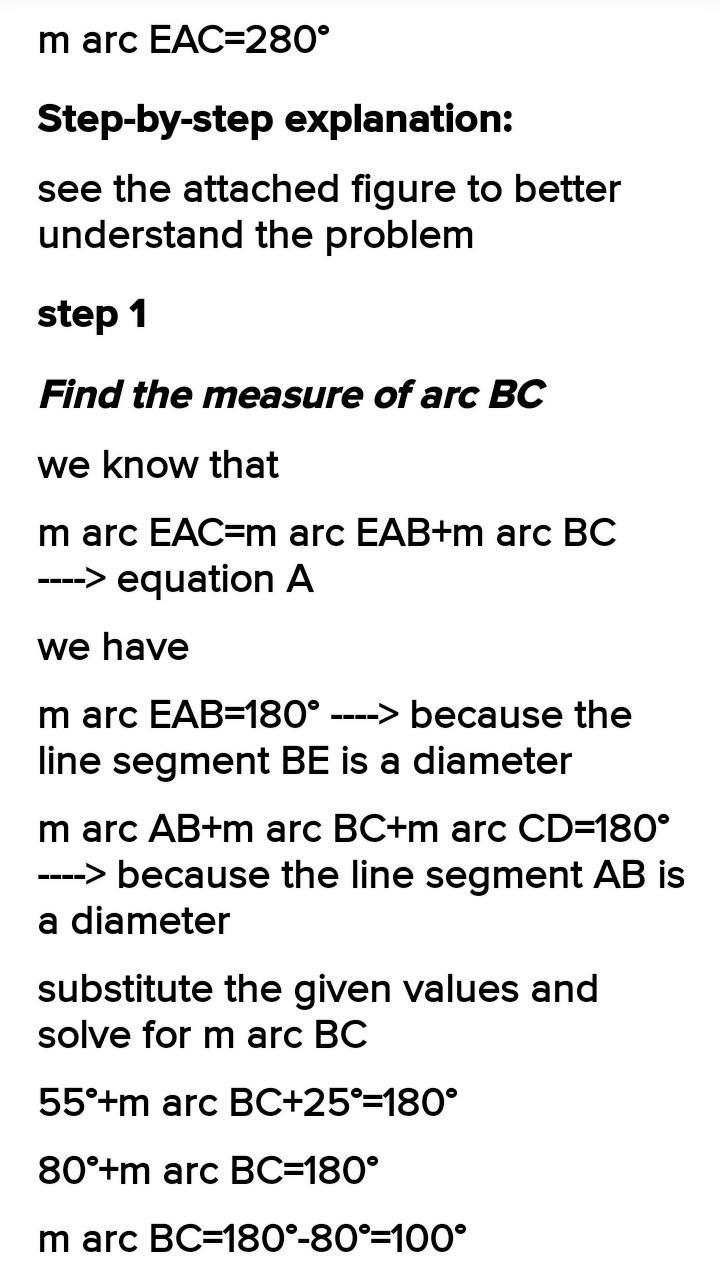 In circle O, and are diameters. The measure of arc AB is 55° and the measure of arc-example-1