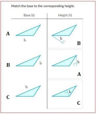 Match the base to the corresponding height. Base (b) Height (h)-example-1