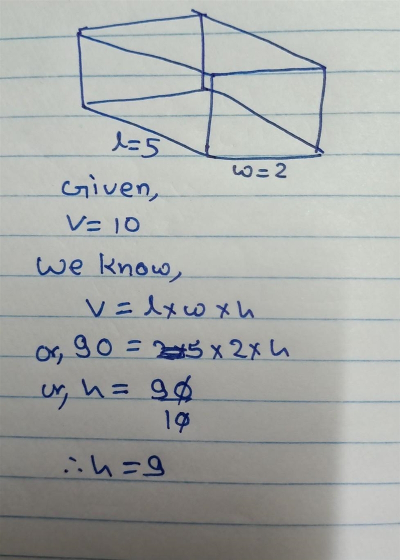 10. The volume of a rectangular prism is 90 in. The length is 5 in and the width is-example-1