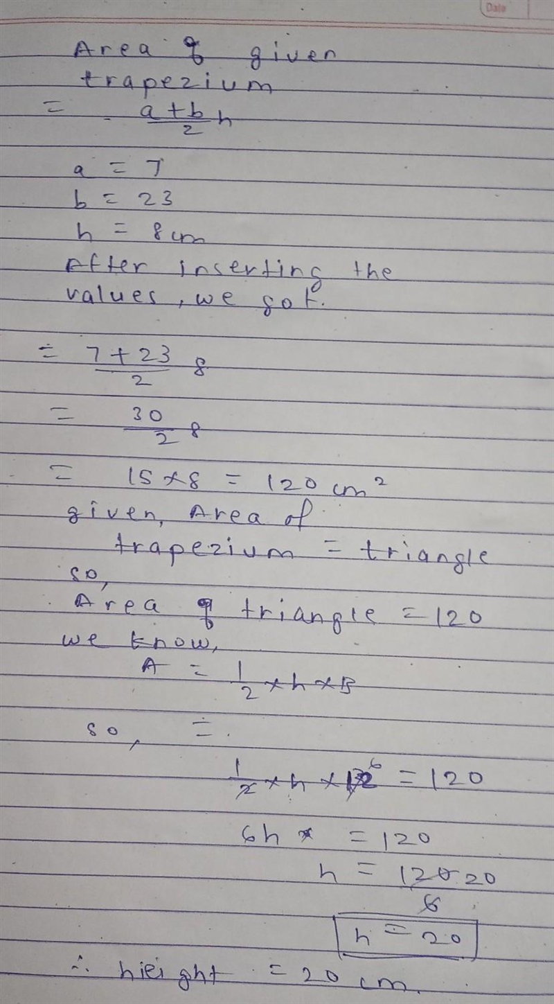 I have worked out trapezium's area but didn't work out triangle's. I need it fast-example-1