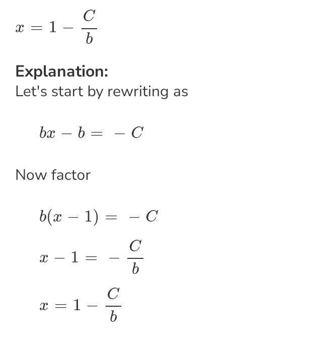 Solve for x. c = b-bx​-example-1