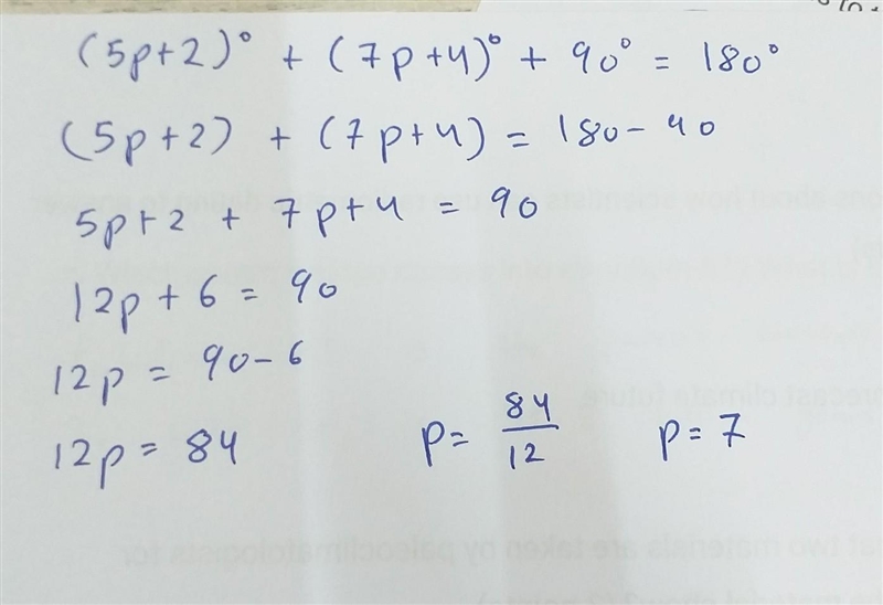 Solve for the value of p Please show work I really need to understand thanks,-example-1