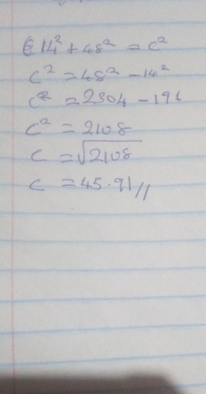 Find the length of "c" using the Pythagorean Theorem.-example-1