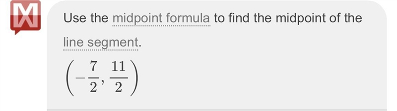 Midpoint of the line segment (-1,6), (-6,5)-example-1