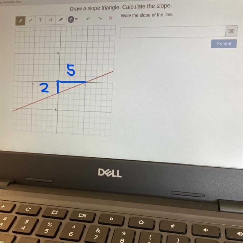 Write the slope of the line plz help me show the work-example-1