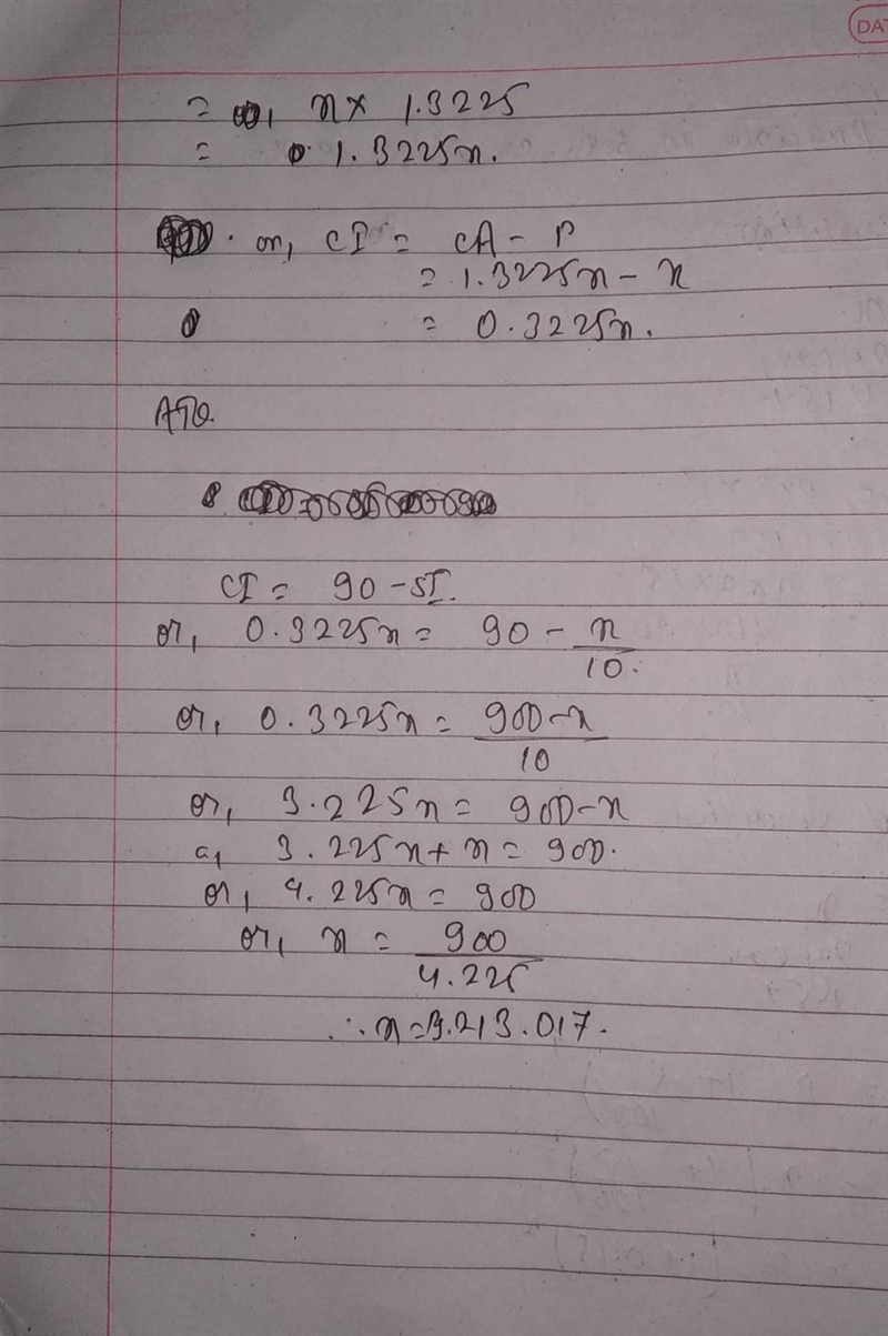 The simple interest on a sum of money in 2 years is Rs 90 less than its compound interest-example-2