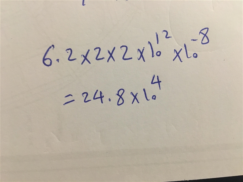 Given that x=6.2•10^12 and y=2•10^-8, find the value of x•2y​-example-1