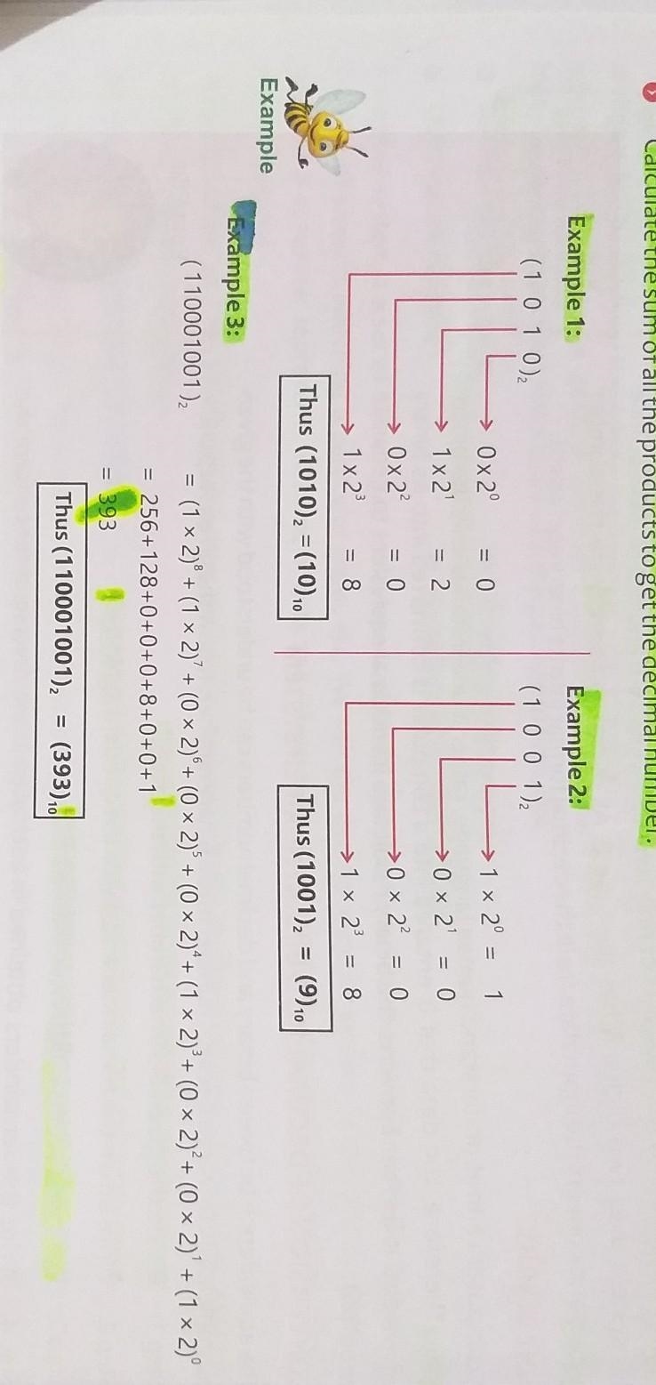 111011100 (2) write down the value in decimal system ans is 476(100) write the process-example-1