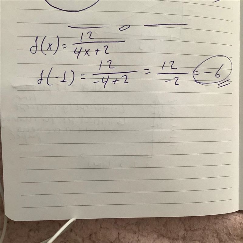 Let f(x) = 12 over the quantity of 4 x + 2. Find f(−1). (1 point)-example-1