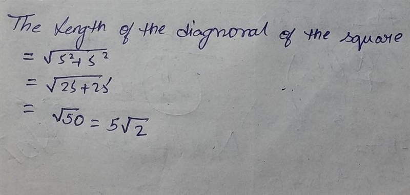 What is the length of the diagonal of the square shown below?-example-1