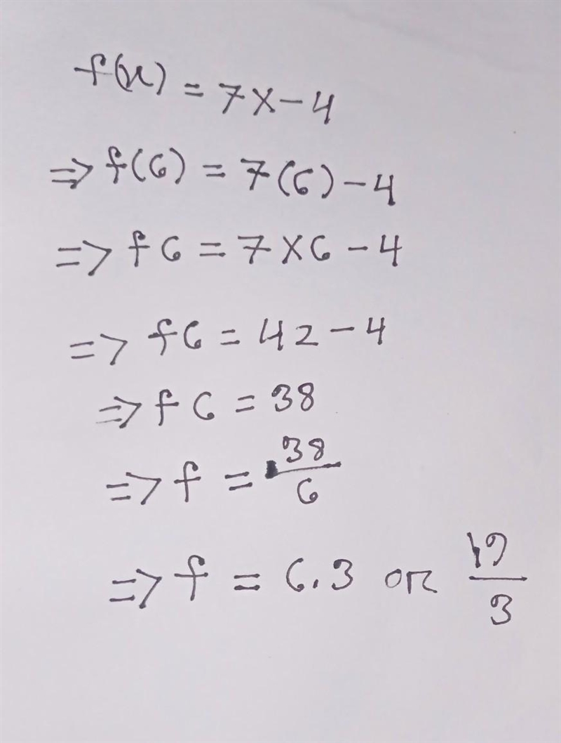 Let f(x)=7x-4 what is f(6)?-example-1