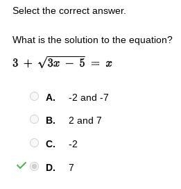 What is the solution to the equation? 3 + V3x – 5= x-example-1