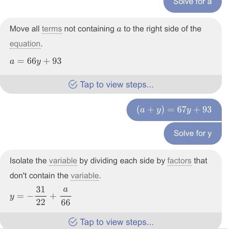 Q⋅(a+y)=67y+93 what is the answer?-example-1