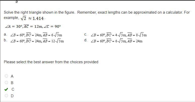 GUYS I NEED HELP ASAP QUICK!!! C OF с C 0 A b Solve the right triangle shown in the-example-2