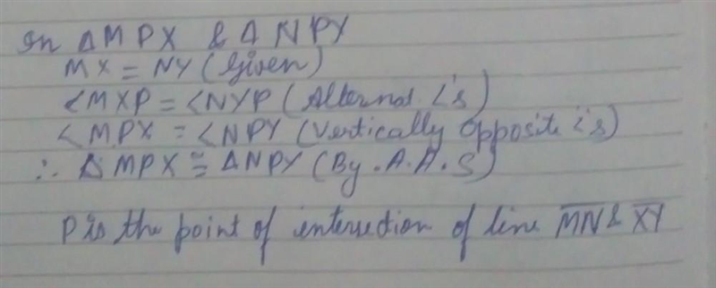 In the figure MX = NY MX and NY are parallel. i) Are the sides of ∠MPX equal to the-example-1