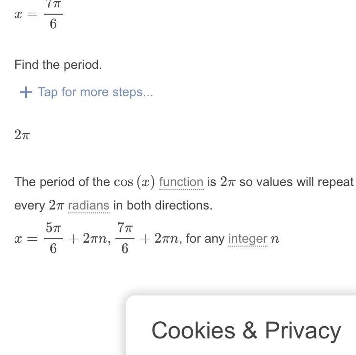 Solve with steps: 2 cos(x) = square root 3 = 0 0-example-1