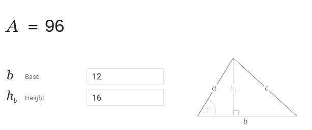 Find the area of each triangle . Units are not to scale .-example-1