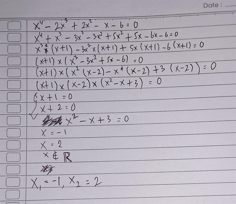 Giải phương trình x^4-2x^3+2x^2-x-6=0-example-1