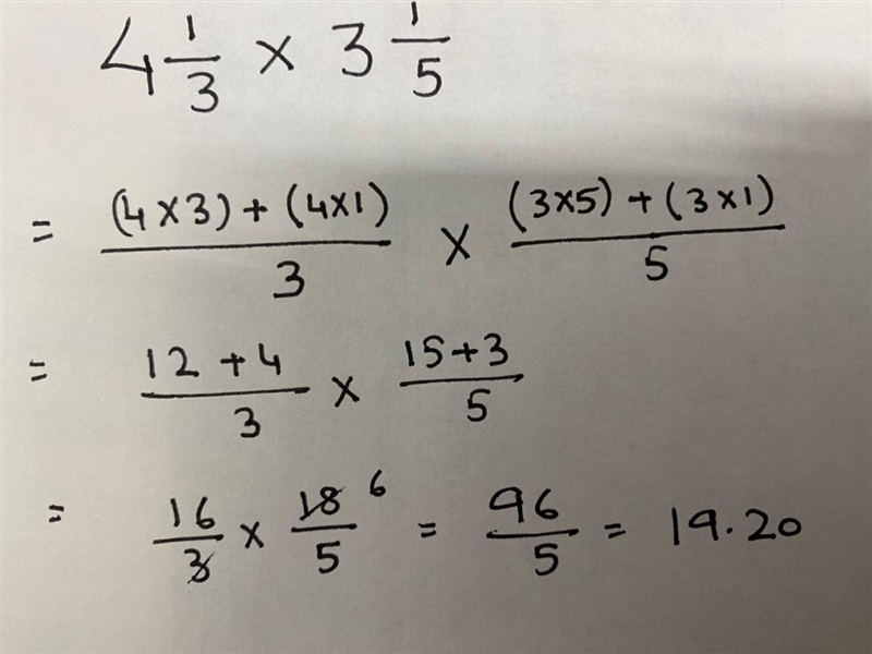 Please help. my question is 4 1/3 x 3 1/5 . its multiplying mixed numbers.-example-1