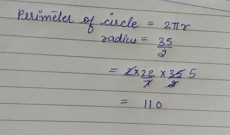 Find the perimeter of circles in which diameter is 35. pls do this by steps.​-example-1