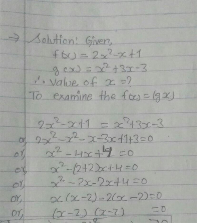 Please solve this problem if f(x) = 2x ^ 2 - x + 1 , g(x) = x ^ 2 + 3x - 3 and f(x-example-1