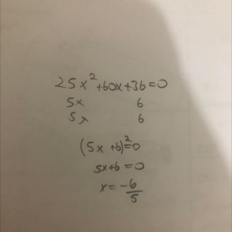 Solve equation by using the quadratic formula. 25x^2 + 60x = -36-example-1