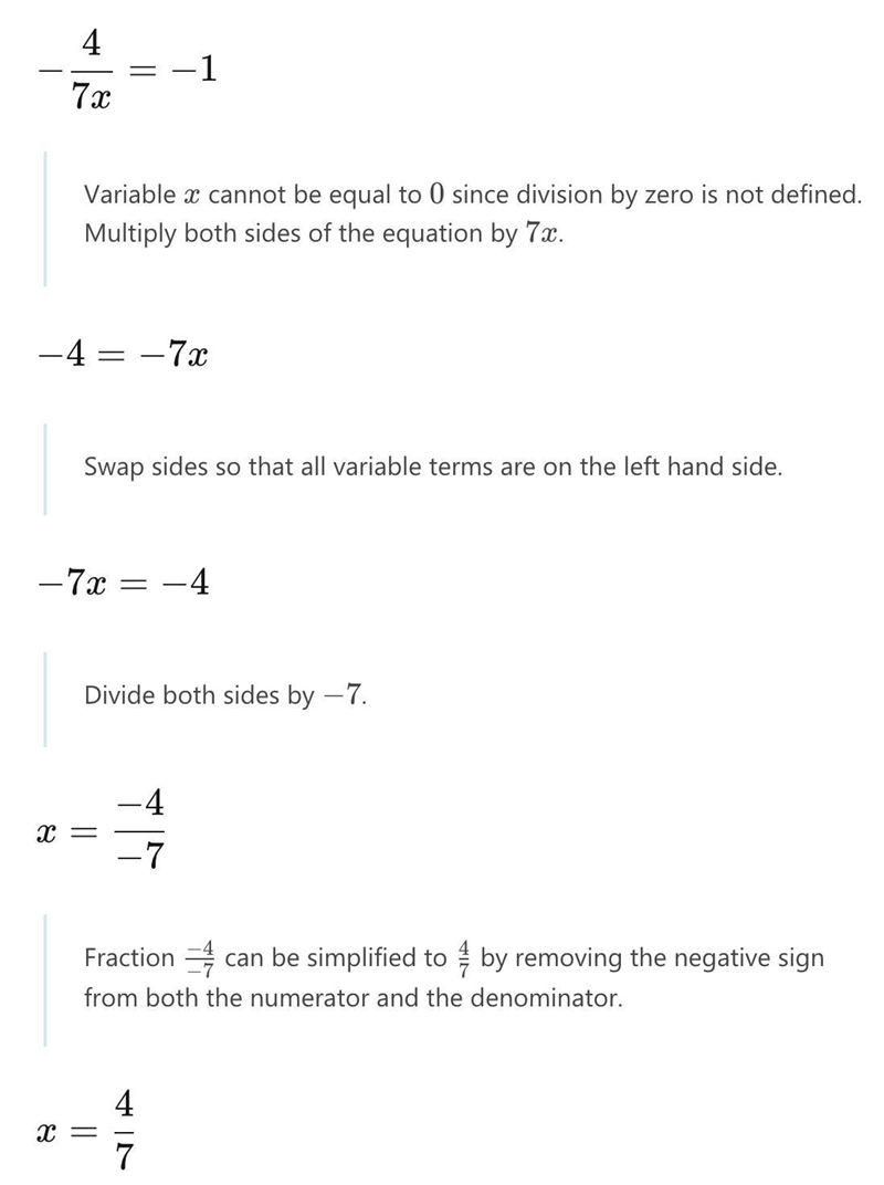 Solve for x -4/7x=-1 3/4x=-9-example-1