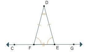 Triangle DEF is an isosceles, so AngleDEF Is-congruent-toAngleDFE. A horizontal line-example-1