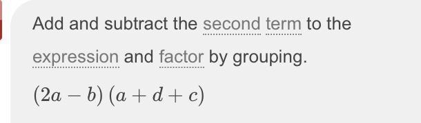 1. Factorise the expressions. a 2a2 + 2ad + 2ac - ab - bd - bc ​-example-1