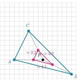 Draw the image of ABC under a dilation whose center is P and scale factor is 1/3-example-1