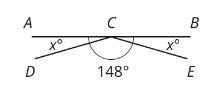 Segments AB,DC, and EC intersect at point C. Angle DCE measures 148. Find the value-example-1