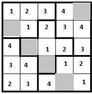 In an arithmetic-sudoku, the values 1,2,3,4 appear exactly once in each row and each-example-1