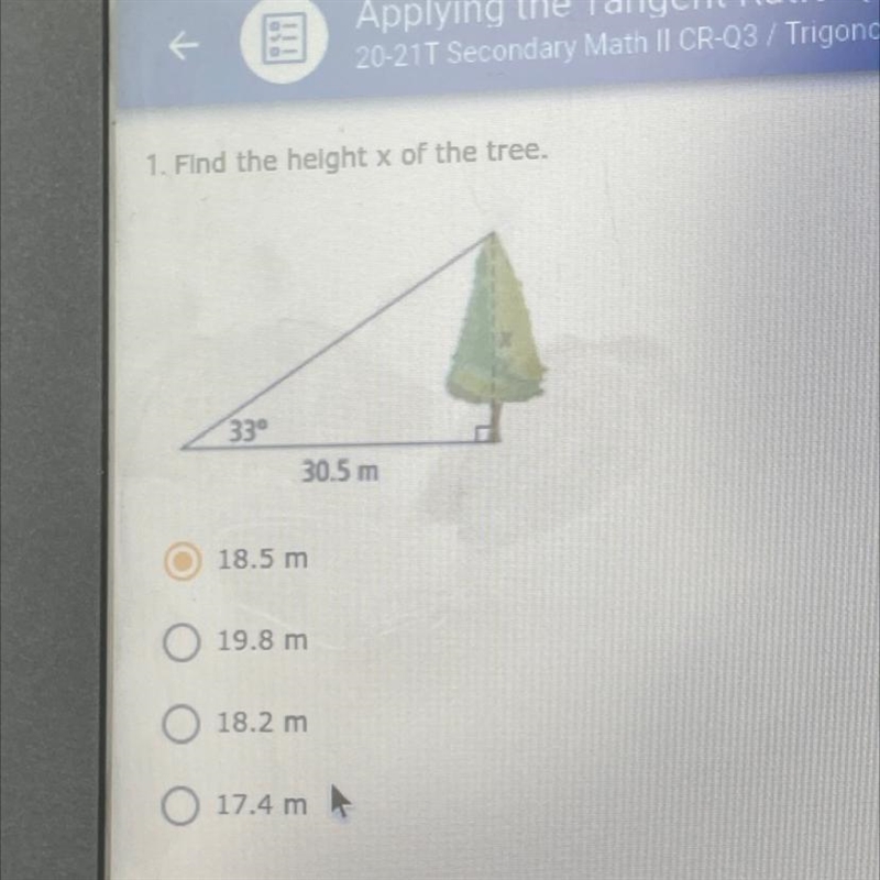 Find the height x of the tree-example-1