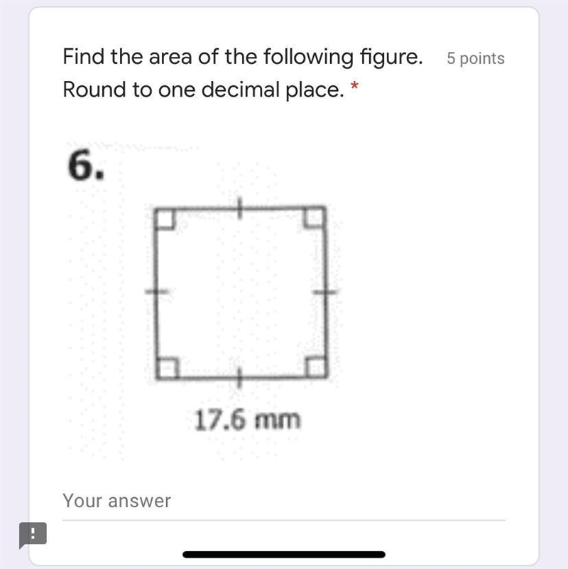 Find the area of the square. Round to one decimal place.-example-1