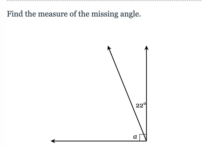 Find the measure of the missing angle (a)-example-1