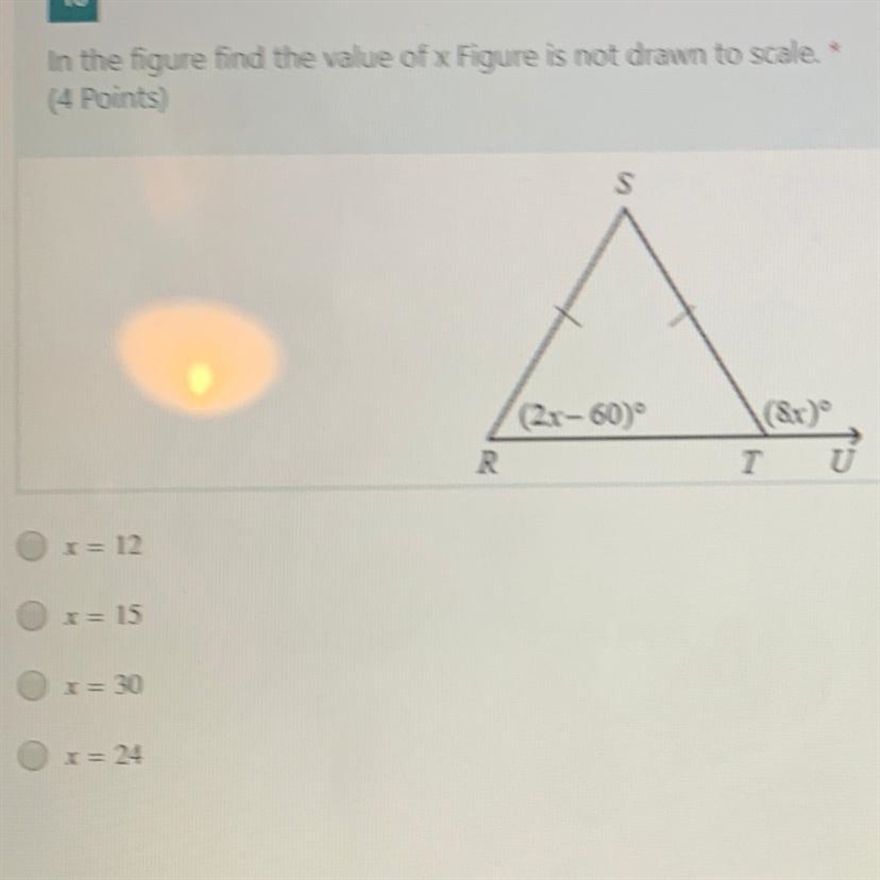 In the figure find the value of x-example-1