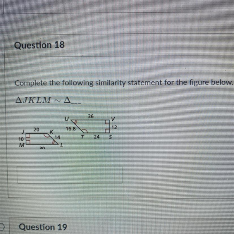 Complete the following similarity statement for the figure below.-example-1